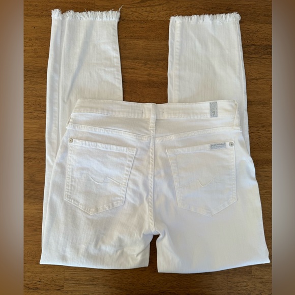 7 For All Mankind Roxanne Ankle Raw Hem Jeans SZ 28 White - Picture 7 of 17